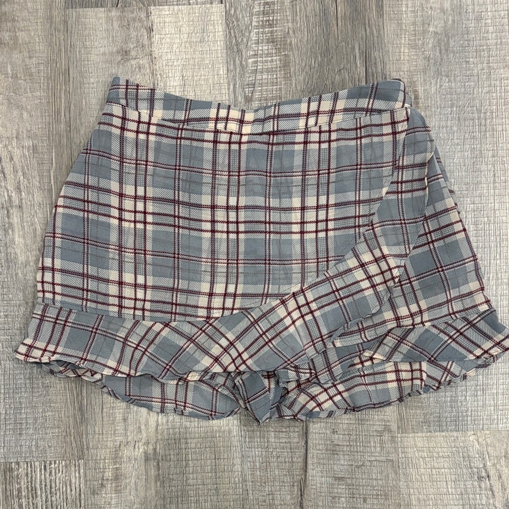Altar'd State Checkered Skort in Gray and Red